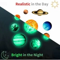 Adesivi Luminosi 9 Pezzi Pianeti Stelle Luminose Sistema Solare Pianeti Fluorescenti Adesivi Murali Adesivi Decorazione Soffitto Per Camerette (525 Pezzi) -Armonia Decor 88936879 3
