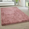 Paco Home Tappeto Salotto Pelo Lungo Soggiorno Pelliccia Finta Shaggy Morbido Monocolore 60x100 Cm, Rosa Scuro