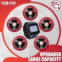 Retekess T128-T117 Cercapersone Ristorante, Sistema Di Chiamata Cameriere Con Tre Modalità Prompt, 1 Ricevitore Orologio E 10 Pulsanti Di Chiamata Cliente Per Bar, Hotel, Pizzeria, Clinica -Armonia Decor 89657056 3