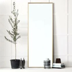 NeuType Specchio Da Terra Regolabile Con Cornice Rettangolare E Supporto 150 X 50cm Lunga Lega Di Alluminio Specchio Figura Intera Specchio Da Parete Lungo Per Soggiorno, Camera Da Letto Oro -Armonia Decor 89660555 3