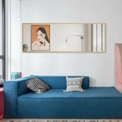 NeuType Specchio Da Terra Regolabile Con Cornice Rettangolare E Supporto 150 X 50cm Lunga Lega Di Alluminio Specchio Figura Intera Specchio Da Parete Lungo Per Soggiorno, Camera Da Letto Oro -Armonia Decor 89660555 4