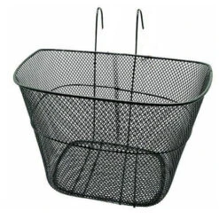 Cestino Bicicletta Anteriore Rettangolare A Rete Nero Con Ganci Per Bici 316