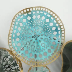 Decorazione Da Parete Oggetto Da Parete Decorazione Da Soggiorno Appeso A Parete Murale In Ferro, Vari Motivi, Blu, Oro, Verde Chiaro, Turchese, LxLxA 90x10x60 Cm -Armonia Decor 89946658 2