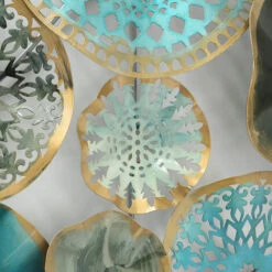 Decorazione Da Parete Oggetto Da Parete Decorazione Da Soggiorno Appeso A Parete Murale In Ferro, Vari Motivi, Blu, Oro, Verde Chiaro, Turchese, LxLxA 90x10x60 Cm -Armonia Decor 89946658 5