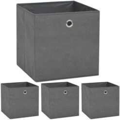 Set Contenitori 4 Pz Tessuto Non Intrecciato 32x32x32 Cm Grigio VidaXL