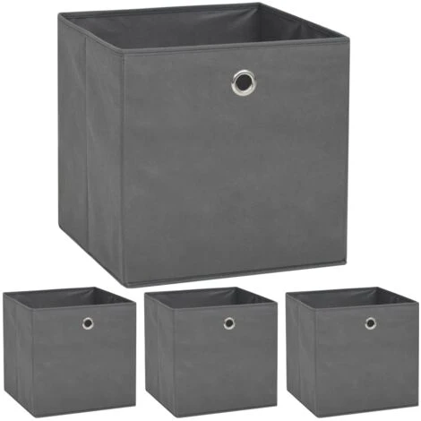 Set Contenitori 4 Pz Tessuto Non Intrecciato 32x32x32 Cm Grigio VidaXL 3 Set Contenitori 4 Pz Tessuto Non Intrecciato 32x32x32 Cm Grigio VidaXL