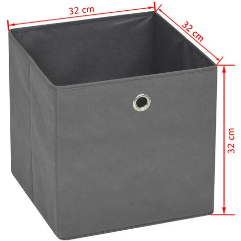 Set Contenitori 4 Pz Tessuto Non Intrecciato 32x32x32 Cm Grigio VidaXL 5 Set Contenitori 4 Pz Tessuto Non Intrecciato 32x32x32 Cm Grigio VidaXL - immagine 3