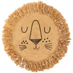 Tappeto Per Bambini Lion, Iuta, D. 90 X D. 1 Cm, D90 Cm - Atmosphera Créateur D'intérieur