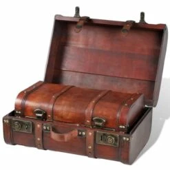 VIDAXL Baule Del Tesoro In Legno 2 Pz Vintage Marrone -Armonia Decor 90942126 3
