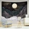Arazzo Montagna Luna Stella Arazzo Notte Cielo Stellato Arazzo Natura Arazzo Paesaggio Montagna Arazzo Da Appendere A Parete Per Camera Da Letto 20"x 23" Nero -Armonia Decor 91189120 1