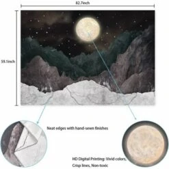 Arazzo Montagna Luna Stella Arazzo Notte Cielo Stellato Arazzo Natura Arazzo Paesaggio Montagna Arazzo Da Appendere A Parete Per Camera Da Letto 20"x 23" Nero -Armonia Decor 91189120 3