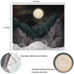 Arazzo Luna Stelle Arazzo Notte Cielo Stellato Arazzo Natura Arazzo Paesaggio Montagna Arazzo Da Parete Per Camera Da Letto 59,1 X 78,7 Nero -Armonia Decor 91189372 5