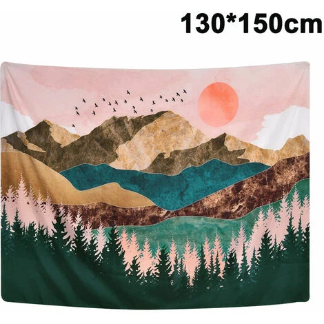 Arazzo Tramonto Uccelli Barca Lago Acquerello Natura Paesaggio Appeso A Parete Per Camera Da Letto Arazzo Ukiyo-e Stampato 3 Arazzo Tramonto Uccelli Barca Lago Acquerello Natura Paesaggio Appeso A Parete Per Camera Da Letto Arazzo Ukiyo-e Stampato