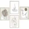 Poster Decorazioni Da Parete Set Di Linee Astratte Quadri Moderni Poster E Arti Decorative Per La Casa Soggiorno Camera Da Letto - Senza Cornice (4 X A4) -Armonia Decor 91204396 1