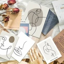 Poster Decorazioni Da Parete Set Di Linee Astratte Quadri Moderni Poster E Arti Decorative Per La Casa Soggiorno Camera Da Letto - Senza Cornice (4 X A4) -Armonia Decor 91204396 4