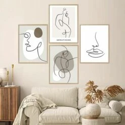 Poster Decorazioni Da Parete Set Di Linee Astratte Quadri Moderni Poster E Arti Decorative Per La Casa Soggiorno Camera Da Letto - Senza Cornice (4 X A4) -Armonia Decor 91204396 5