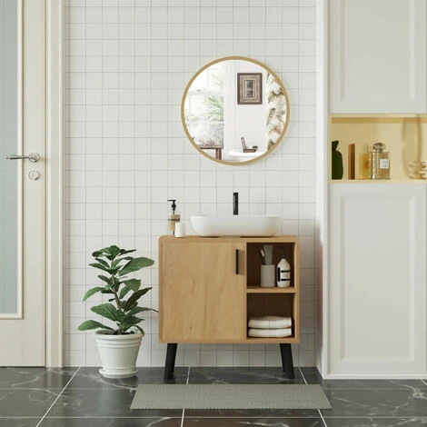 WOLTU Specchio Da Parete Rotondo Ø60 Cm. Specchio Rotondo Dorato Con Cornice In Metallo. Specchiera Da Bagno. Specchio Per Trucco. Specchio Decorativo Da Parete. Per Camera Da Letto. Ingresso 7 WOLTU Specchio Da Parete Rotondo Ø60 Cm. Specchio Rotondo Dorato Con Cornice In Metallo. Specchiera Da Bagno. Specchio Per Trucco. Specchio Decorativo Da Parete. Per Camera Da Letto. Ingresso - immagine 5