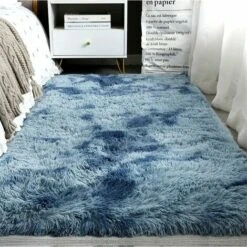 Soffice Tappeto In Pelliccia Sintetica Soffice Area Decorativa Colore Sfumato Tappetino Per Camera Da Letto Soggiorno Sala Da Pranzo (Blu, 80x120cm) -Armonia Decor 91730933 5