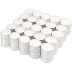 Tealight Candele Confezione Da 100 Pezzi Tea Light Durata 4 Ore Lumini Candeline Cera Antigoccia Cerini Non Profumati Colore Bianco Naturale