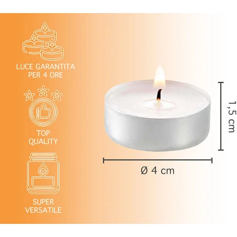 Tealight Candele Confezione Da 100 Pezzi Tea Light Durata 4 Ore Lumini Candeline Cera Antigoccia Cerini Non Profumati Colore Bianco Naturale 4 Tealight Candele Confezione Da 100 Pezzi Tea Light Durata 4 Ore Lumini Candeline Cera Antigoccia Cerini Non Profumati Colore Bianco Naturale - immagine 2