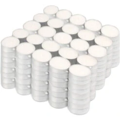 Tealight Candele Confezione Da 100 Pezzi Tea Light Durata 4 Ore Lumini Candeline Cera Antigoccia Cerini Non Profumati Colore Bianco Naturale Bianco - 200 Pezzi
