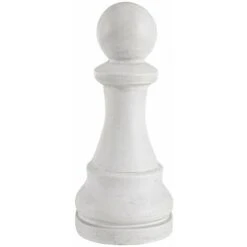 Statuetta Decorativa Scacchi, In Fibra Di Vetro E Argilla, Decorazione Per Esterno -Pedone / Bianco