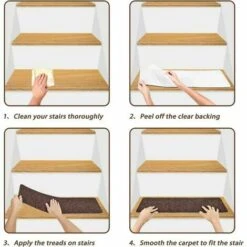 Confezione Da 15 Gradini Per Scale 20,3 X 76,2 Cm Tappetini Di Sicurezza Antiscivolo Per Interni Tappeti Antiscivolo Per Bambini Anziani Animali Domestici Con Adesivo Riutilizzabile Marrone -Armonia Decor 92032590 5