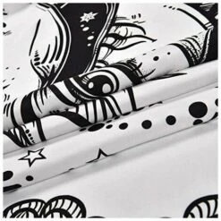 Arazzo Tarocchi Mandala Indiano Boemo Psichedelico Nero Bianco Luna E Sole Appeso A Parete Lenzuolo Decorazione Da Parete Per Camera Da Letto Soggiorno Dormitorio (Bianco,M/150x130cm) -Armonia Decor 92040875 3