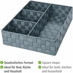 Adria Contenitore Bagno 4 Divisori Grigio 32,0 X 32,0 X 10,0 Cm -Armonia Decor 92048011 3