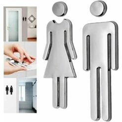 2pcs 12x4cmWC Ristorante Pubblico Hotel Mensa Bagno Adesivo Porta Segno