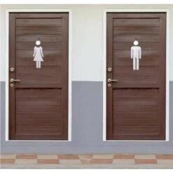 2pcs 12x4cmWC Ristorante Pubblico Hotel Mensa Bagno Adesivo Porta Segno -Armonia Decor 92051926 5