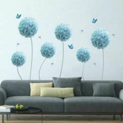Blue Allium Wall Sticker Flower Ball Wall Sticker Wall Decor Baby Nursery Soggiorno Camera Da Letto