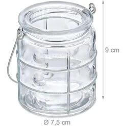 Relaxdays Vasetti Portacandele, Set 12, Vasi In Vetro, Ampolle Per Candele Con Manico, HxD 9x7,5 Cm, Trasparente Argento -Armonia Decor 92697551 4
