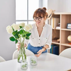 Relaxdays Vasetti Portacandele, Set 12, Vasi In Vetro, Ampolle Per Candele Con Manico, HxD 9x7,5 Cm, Trasparente Argento -Armonia Decor 92697551 5