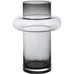 Vaso D.20,5 X H.30 Cm In Vetro Colorato Vetro Grigio Fumo - VALOIT