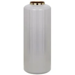 Vaso Grande D. 19 X H. 50 Cm In Metallo Smaltato Grigio E Dorato - GORIAT