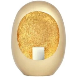 Portacandela L.16 X H.22 Cm In Metallo Dorato Finitura In Ottone E Foglie D'oro - BELINNI -Armonia Decor 93919670 3