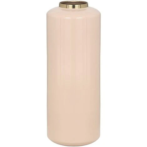 Vaso Grande D. 19 X H. 50 Cm In Metallo Smaltato Beige E Dorato - GORIAT 3 Vaso Grande D. 19 X H. 50 Cm In Metallo Smaltato Beige E Dorato - GORIAT