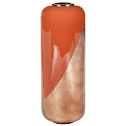 Vaso Grande D. 30 X H. 82 Cm In Metallo Smaltato Terracotta E Foglia Ramata - PERLIN 9 Vaso Grande D. 30 X H. 82 Cm In Metallo Smaltato Terracotta E Foglia Ramata - PERLIN -Armonia Decor 93919678 3