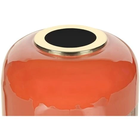 Vaso Grande D. 30 X H. 82 Cm In Metallo Smaltato Terracotta E Foglia Ramata - PERLIN 6 Vaso Grande D. 30 X H. 82 Cm In Metallo Smaltato Terracotta E Foglia Ramata - PERLIN - immagine 4