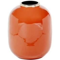 Vaso D. 29 X H. 36 Cm In Metallo Smaltato Finitura In Ottone Terracotta - KLAUDIA