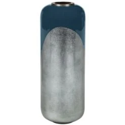 Vaso Grande D. 30 X H. 82 Cm In Metallo Smaltato Nero E Foglie Argento - PERLIN -Armonia Decor 93919693 3