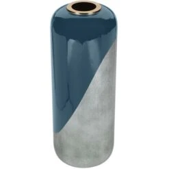 Vaso Grande D. 30 X H. 82 Cm In Metallo Smaltato Nero E Foglie Argento - PERLIN -Armonia Decor 93919693 4