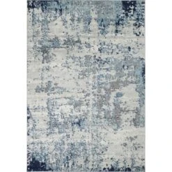 SURYA Tappeto Salotto A Pelo Corto Soggiorno Astratto Moderno Blu E Bianco 160x220 Cm -Armonia Decor 94077147 2