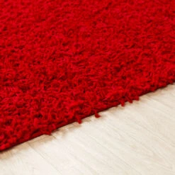 SURYA Tappeto Salotto A Pelo Lungo Soggiorno Shaggy Unicolore Chic Rosso 80x150 Cm -Armonia Decor 94077179 3