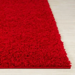 SURYA Tappeto Salotto A Pelo Lungo Soggiorno Shaggy Unicolore Chic Rosso 80x150 Cm -Armonia Decor 94077179 4