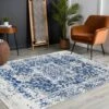 SURYA Tappeto Salotto A Pelo Corto Soggiorno Vintage Orientale Blu E Beige 120x170 Cm