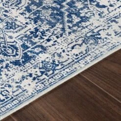 SURYA Tappeto Salotto A Pelo Corto Soggiorno Vintage Orientale Blu E Beige 120x170 Cm -Armonia Decor 94077187 3