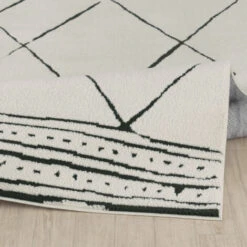 SURYA Tappeto Salotto A Pelo Corto Soggiorno Berbero Etnico Avorio E Nero 200x275 Cm -Armonia Decor 94077223 5