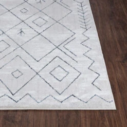 SURYA Tappeto Salotto A Pelo Corto Soggiorno Berbero Etnico Bianco E Blu 80x150 Cm -Armonia Decor 94077514 4